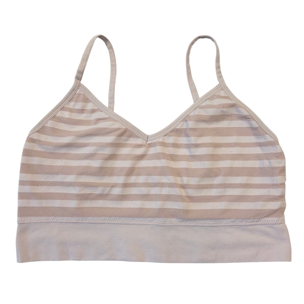 Maurices Womens Large Mauve Striped Seamless Bralette Adjustable‎ Straps V-Neck
